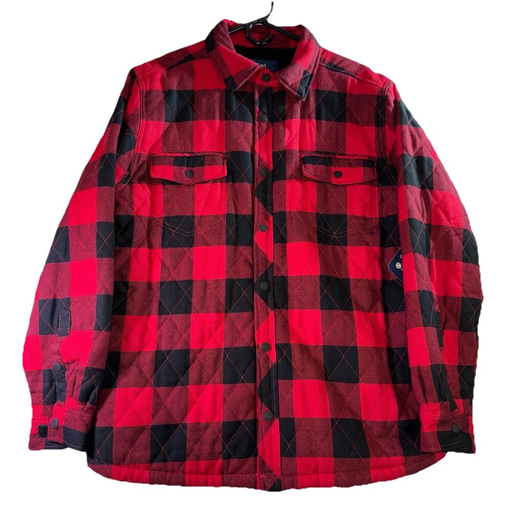 George Mens L Quilted Flannel Adaptive Jacket Coat Hook And Loop Closure (Cuffs)